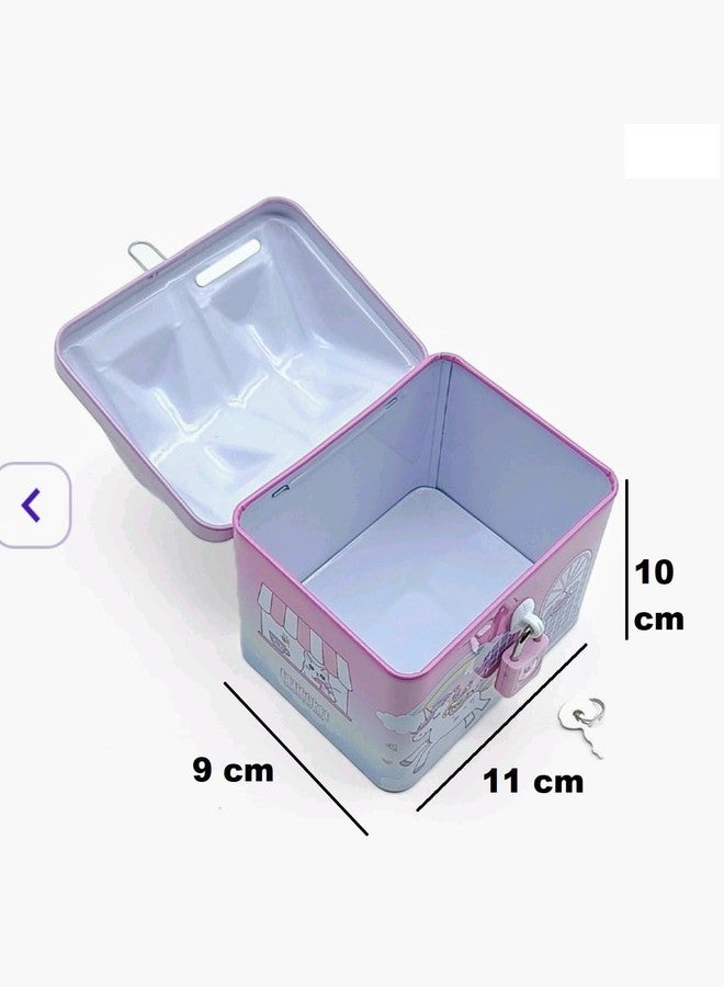 Just Flowers Metal Money Bank - Piggy Bank for Kids, Multicolor Coin Box with Lock & Key for Boys & Girls | Best Birthday Gifts, Return Gifts for Kids (House Shaped 11cm x 9cm, Pack of, 1) - Image 3