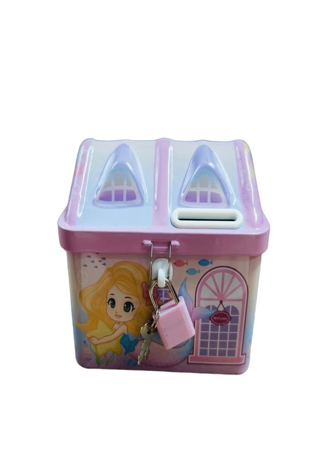 Just Flowers Metal Money Bank - Piggy Bank for Kids, Multicolor Coin Box with Lock & Key for Boys & Girls | Best Birthday Gifts, Return Gifts for Kids (House Shaped 11cm x 9cm, Pack of, 1) - Image 4