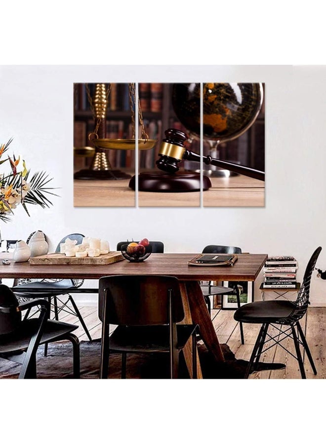 iHAPPYWALL Vintage Law Office Room Decor 3 Pieces Canvas Wall Art Law Firm Scales Justice Legal Hammer Picture On Canvas for Court Decoration Ready to Hang - Image 2