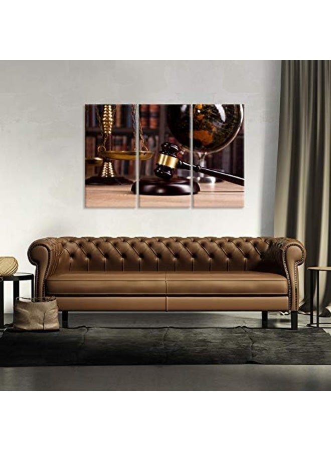 iHAPPYWALL Vintage Law Office Room Decor 3 Pieces Canvas Wall Art Law Firm Scales Justice Legal Hammer Picture On Canvas for Court Decoration Ready to Hang - Image 5