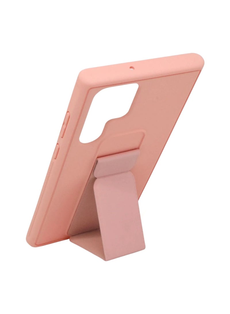 BORTONY Premium Silicone Hand Strap Grip, Car Mount Kickstand And Finger Grip Case Cover For Samsung Galaxy S22 Ultra (Pink) - Image 2