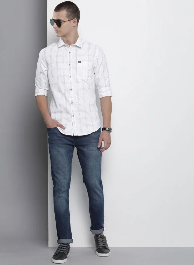 The Indian Garage Co Men Regular Fit Checkered Full Sleeves Cutaway Collar Casual Shirt