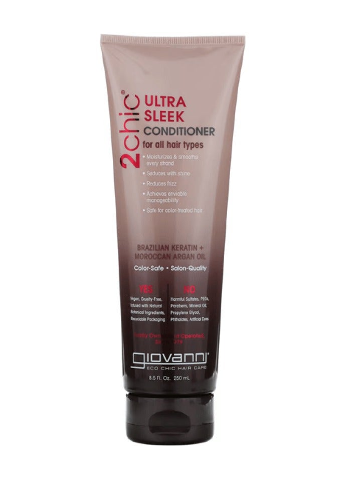 Giovanni Hair Products Giovanni 2 Chic Ultra Smoothing Conditioner for All Hair Types, Brazilian Keratin & Moroccan Argan - 250ml