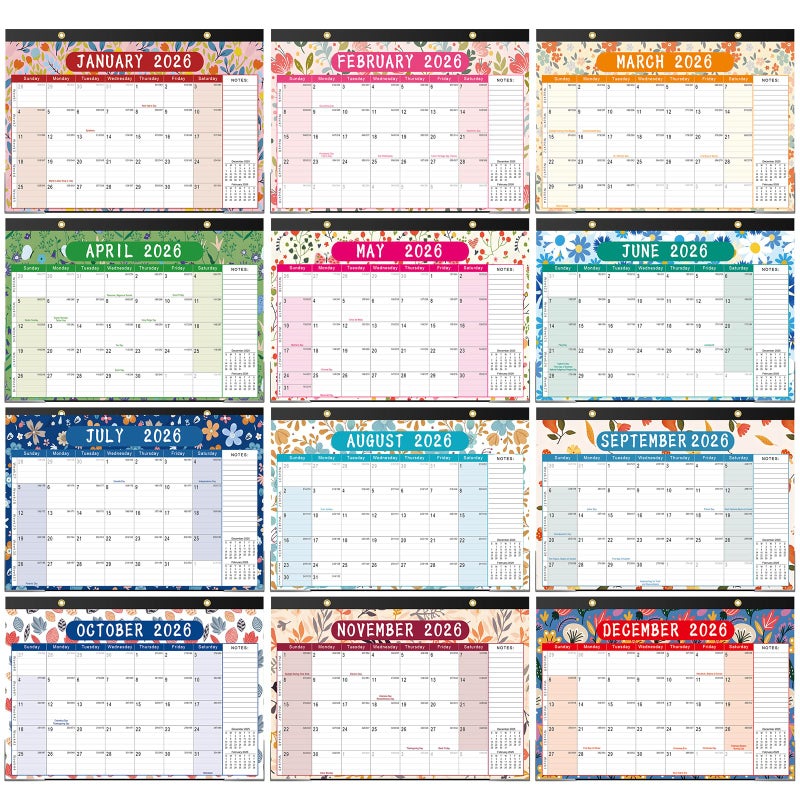 Timart Desk Calendar 2026-2027, 18-Month Calendar from Jan 2026 to June 2027, Large 17" x 12" Desktop Wall Monthly Calendar For Home School, Office(Floral) - Image 2