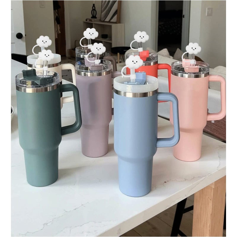 ColisPar 10mm Straw Cover, 2pcs Cap for Stanley Cup 40 oz 30 oz, Food Grade Silicone Cute Large Cloud Topper Tips Cover Protector Plugs for Tumblers, Accessories - Image 5