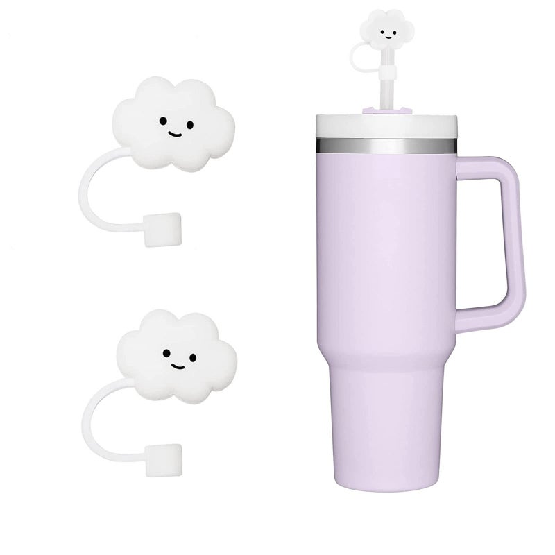 ColisPar 10mm Straw Cover, 2pcs Cap for Stanley Cup 40 oz 30 oz, Food Grade Silicone Cute Large Cloud Topper Tips Cover Protector Plugs for Tumblers, Accessories - Image 1