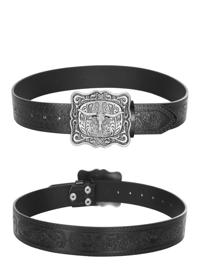 FGSS Men-Classic-Leather-Belts - Vintage-Western-Cowboy Embossed-Belts with Bull-Head-Buckle for Women-Jeans-Pants - Image 5