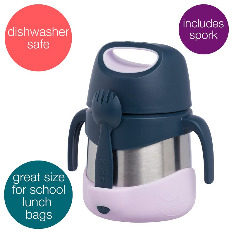b.box Insulated Food Jar with Spork for Toddlers | Easy Open Container | Stainless Steel, 5hrs+ of Perfect Temperatures | Dishwasher Safe, BPA Free (Indigo Rose, 11 oz) - Image 4