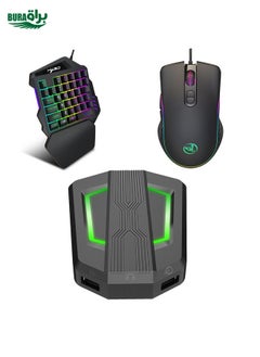 HXSJ P6+V100+A867 Keyboard Mouse Converter + One-handed Keyboard + RGB Gaming Mouse Set