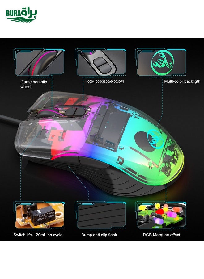 BURAQ HXSJ P6+V100+A867 Keyboard Mouse Converter + One-handed Keyboard + RGB Gaming Mouse Set  - Image 3