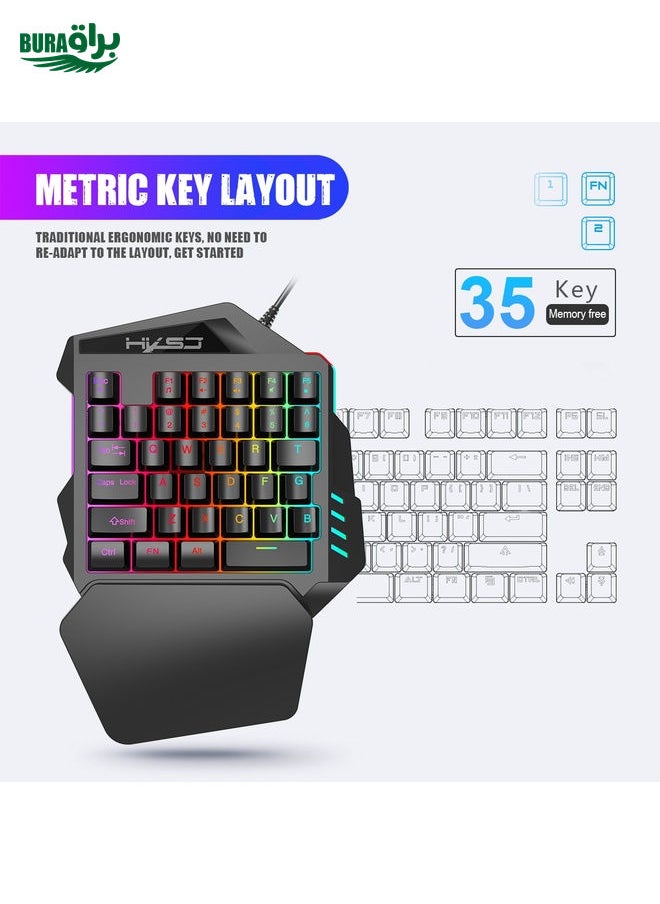 BURAQ HXSJ P6+V100+A867 Keyboard Mouse Converter + One-handed Keyboard + RGB Gaming Mouse Set  - Image 5