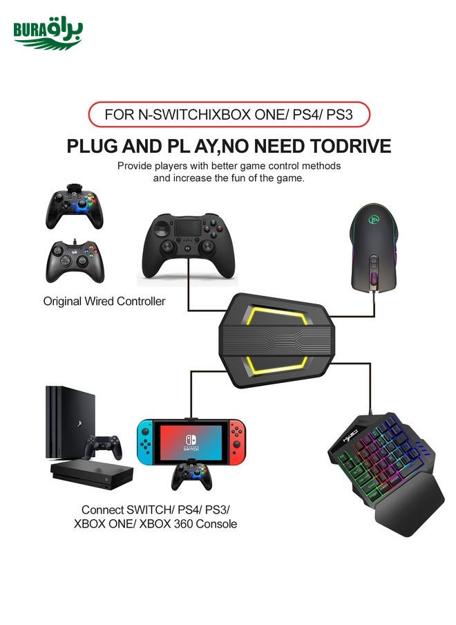 BURAQ - HXSJ P6+V100+A867 Keyboard Mouse Converter + One-handed Keyboard + RGB Gaming Mouse Set - Image 1
