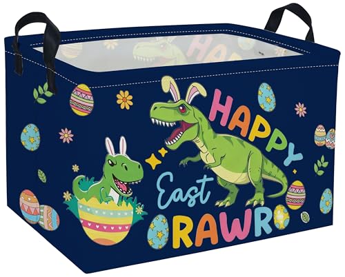 DDBASKET Rectangle Easter Dinosaur Baskets Kids Baskets Cute Storage Bin Organizer Box for Room Decor Gift Basket(Easter dinosaur) - Image 1