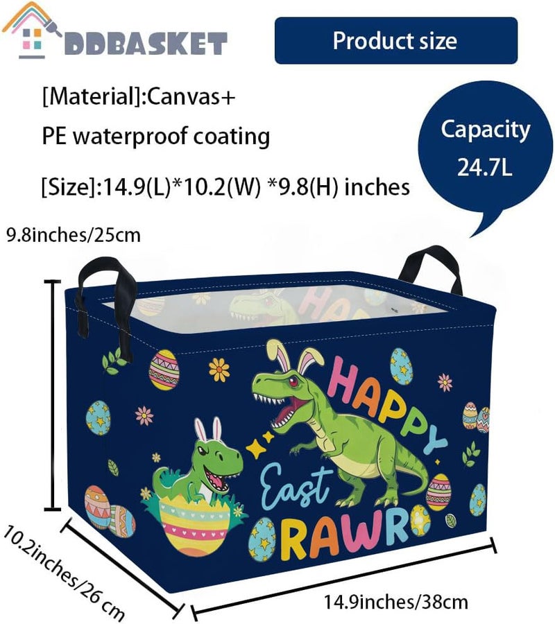 DDBASKET Rectangle Easter Dinosaur Baskets Kids Baskets Cute Storage Bin Organizer Box for Room Decor Gift Basket(Easter dinosaur) - Image 2
