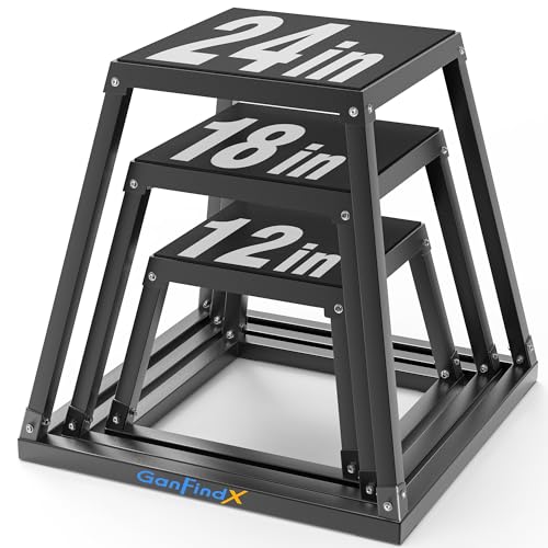 GanFindX 12In Metal Plyometric Jump Box, Heavy Duty Plyometric Platform with Anti Slip Surface, Fitness Exercise Step Up Box for Home Gym Training, Agility and Strength Conditioning (12/18/24'') - Image 1