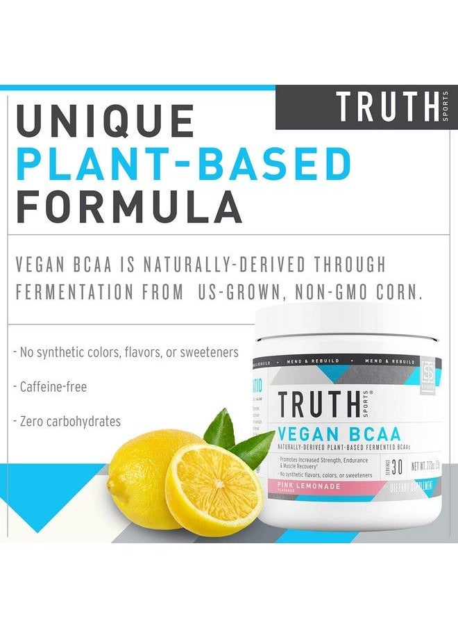 Truth Nutrition - Vegan Bcaa Powder 2:1:1 Ratio Natural Bcaas Amino Acids Powder For Energy Muscle Building Post Workout Recovery Drink For Muscle Recovery (Pink Lemonade 30 Servings) - Image 1