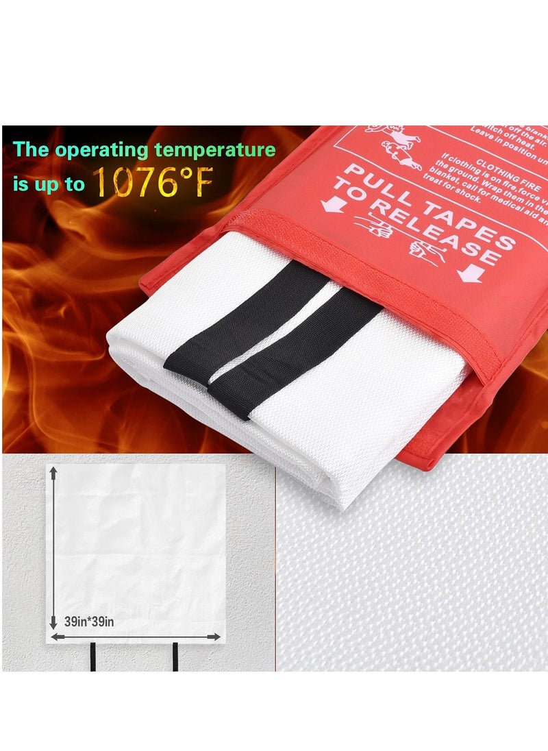 Fire Blanket for Home-Kitchen Retardant - 2 Pack Portable Fire Blanket,Kitchen Fire Blanket to Suppress Grease Fire, Emergency Fire Blanket for Grill,Office Fireproof (39 in X 39 in)  - Image 2