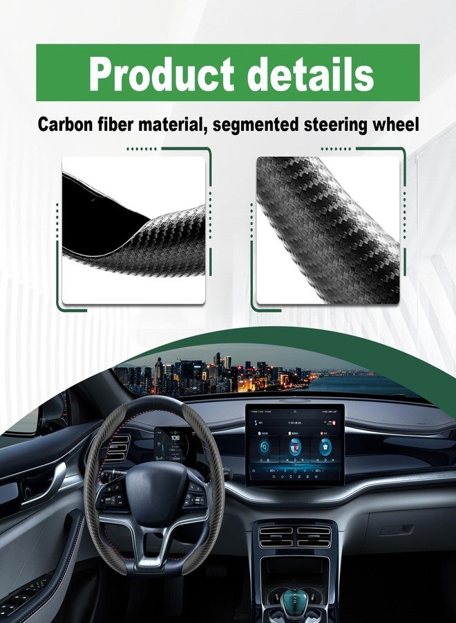 LTDCVTR 2pcs Carbon Fiber Anti-Skid Steering Wheel Cover, Anti-Skid Steering Wheel Cover/Segmented Steering Wheel Protector/Car Interior Accessories for Men/Women - Durable(Black) - Image 3