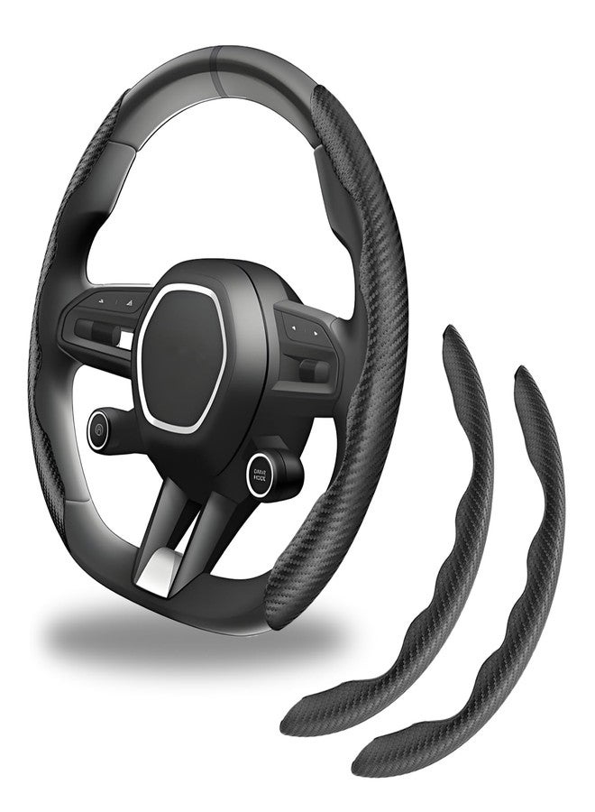 LTDCVTR 2pcs Carbon Fiber Anti-Skid Steering Wheel Cover, Anti-Skid Steering Wheel Cover/Segmented Steering Wheel Protector/Car Interior Accessories for Men/Women - Durable(Black) - Image 1
