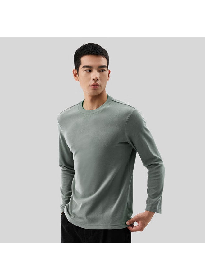 Markless Infrared Heating Thermal Long-sleeve T-shirt For Men, Autumn And Winter Round Neck Undershirt Base Layer Menswear 4604 Smoky Gray L - Image 1