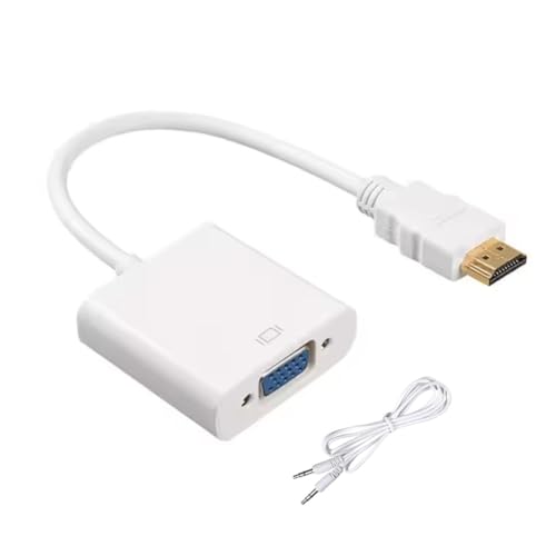 Aliens HDMI to VGA Adapter High-Speed 1080P HDTV Converter Male to Female with Audio Cable for Computer, Desktop, Laptop, PC, Monitor, Projector, HDTV & Other Devices with HDMI (Pearl White) - Image 1