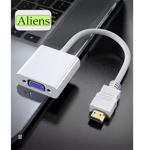Aliens HDMI to VGA Adapter High-Speed 1080P HDTV Converter Male to Female with Audio Cable for Computer, Desktop, Laptop, PC, Monitor, Projector, HDTV & Other Devices with HDMI (Pearl White) - Image 2