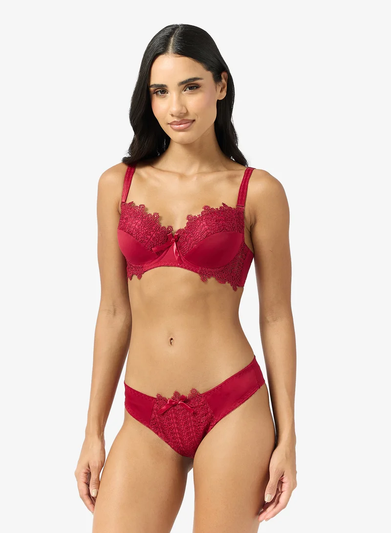 Ella  Lace Trim Detail Underwire \nBra & Panty Set for Women | Best Price UAE
