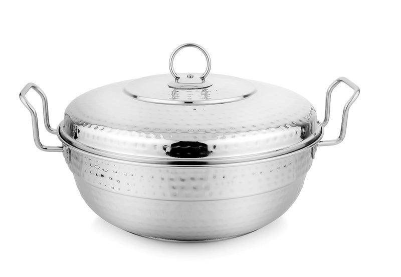 Prabha Prabha Stainless Steel Hammered Multi Kadhai 26cm 6Plates Transparent Glass Lid Multi Function 5 Year Manufacturer Warranty - Image 1