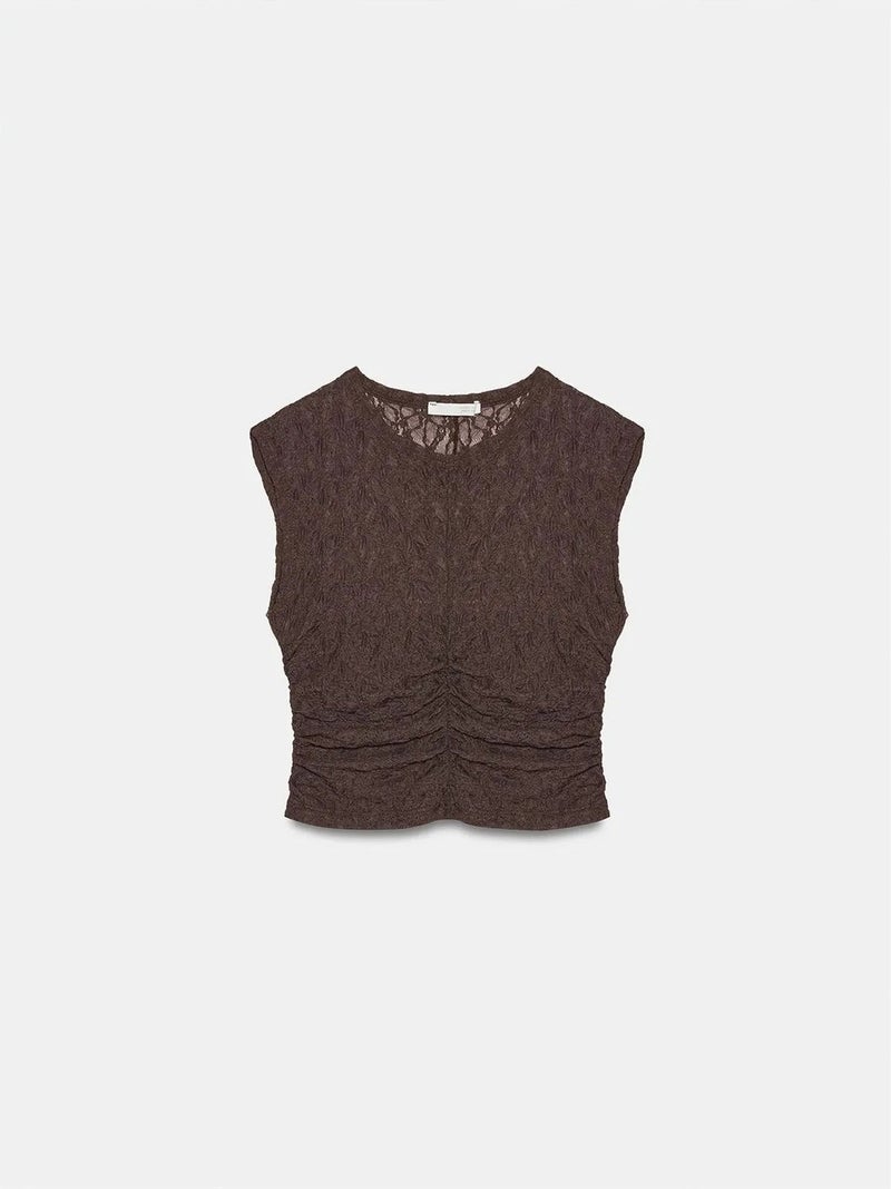 DILVIN Sleeveless Lace Ribbed Blouse - Image 5