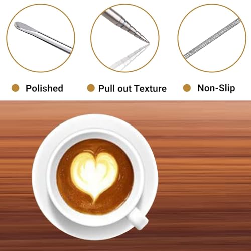HZJSPXC Milk Frother Cup, 12oz (350ml) Milk Frothing Pitcher Metal 304 Stainless Steel Steamer Cup, Coffee Milk Cappuccino Latte Art Barista Steaming Pitcher Espresso Jug with Decorating Pen - Image 4
