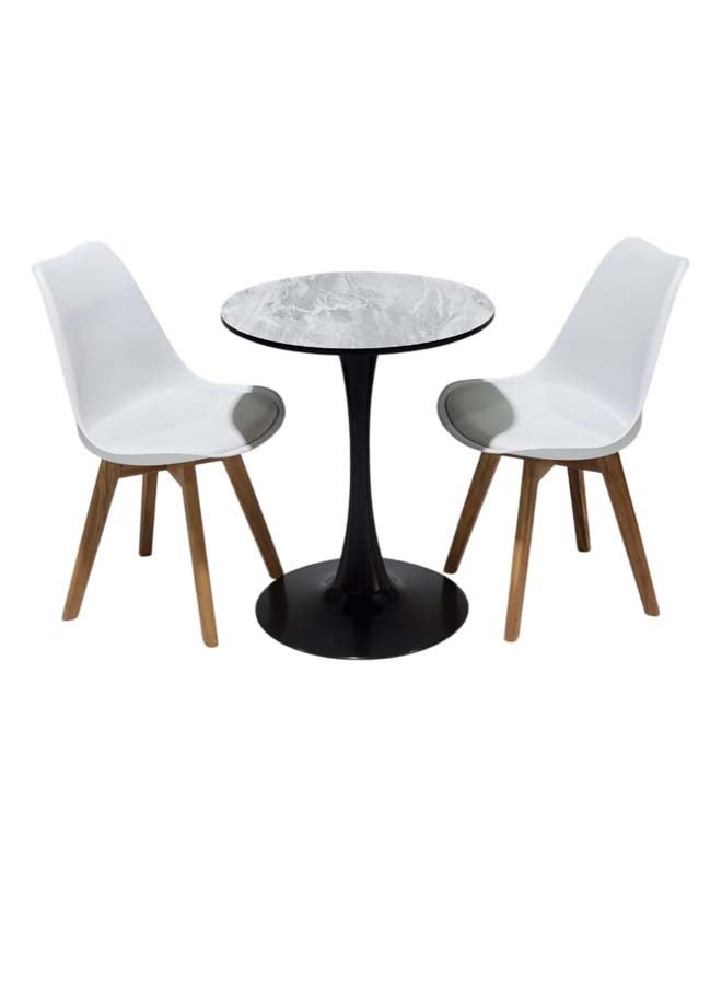 3-Pieces Classic Round Table With 2 Chairs Set