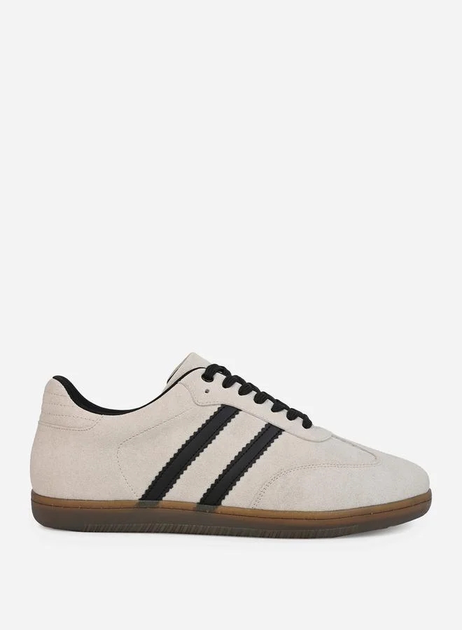 Styli Styli Suede Upper Two Stripe Court Sneakers