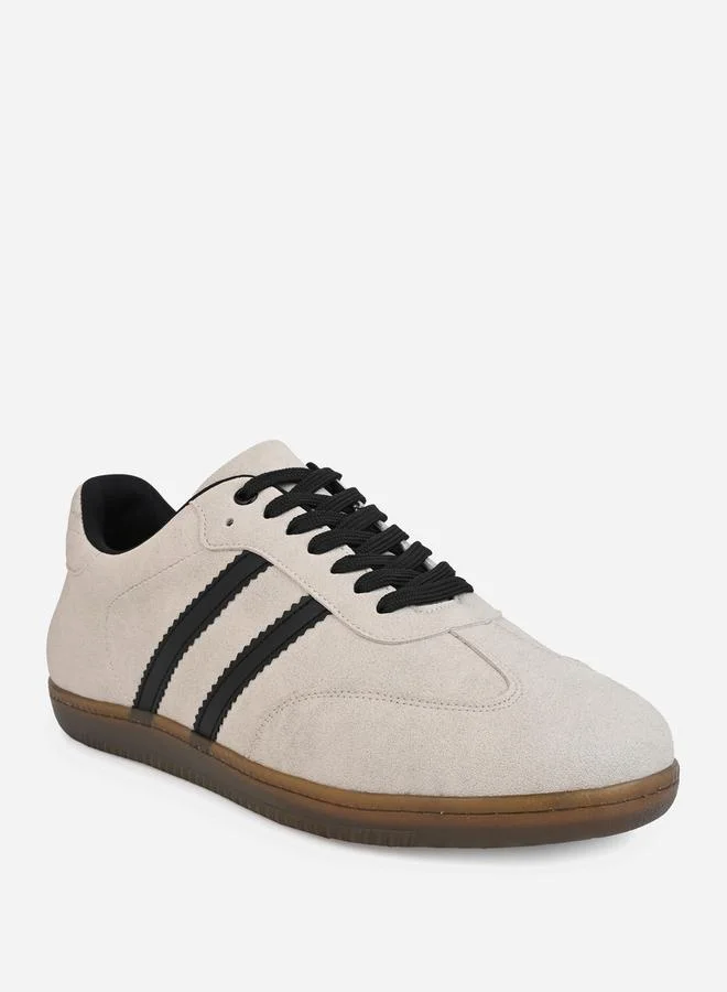 Styli Styli Suede Upper Two Stripe Court Sneakers