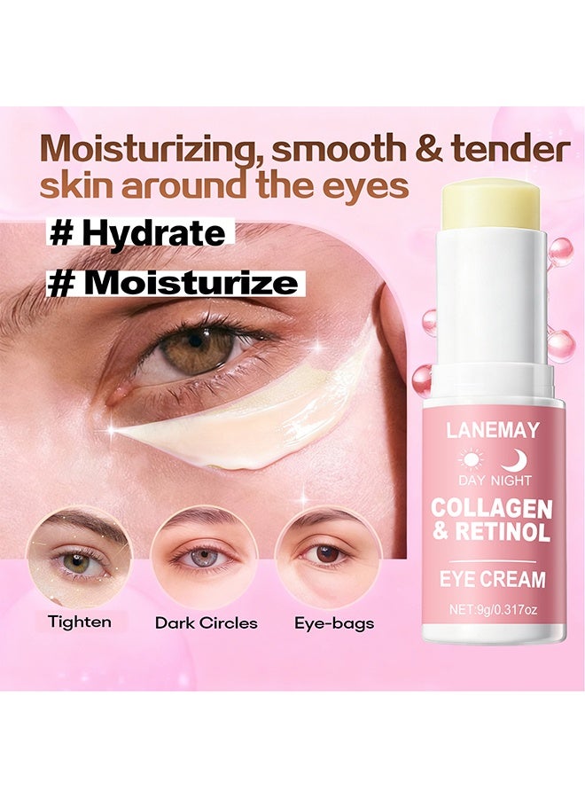 LANEMAY Collagen & Retinol  Eye Cream Stick for Wrinkles & Moisturizing - Anti-Aging with Niacinamide & Vitamin E - Deeply Hydrate & Smooth Fine Lines - Portable Undereye Treatment 9g - Image 3