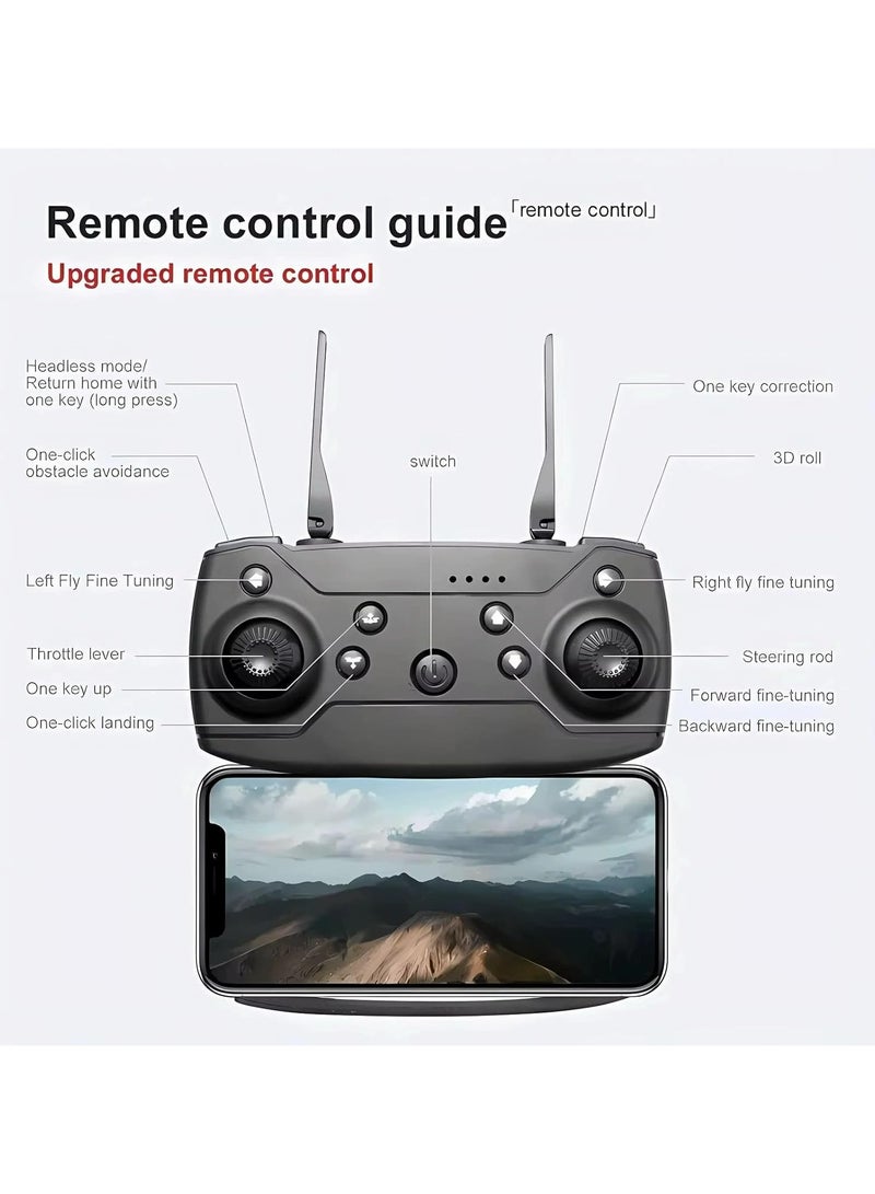 طائرة سكاي شاين المستكشفة الجوية القابلة للطي مع كاميرا مزدوجة عالية الدقة وتحكم ذكي في الطيران - مناسبة للمبتدئين، عمر بطارية طويل، قلاب ثلاثي الأبعاد، مصابيح LED، تحكم بالإيماءات وحقيبة حمل - Image 4