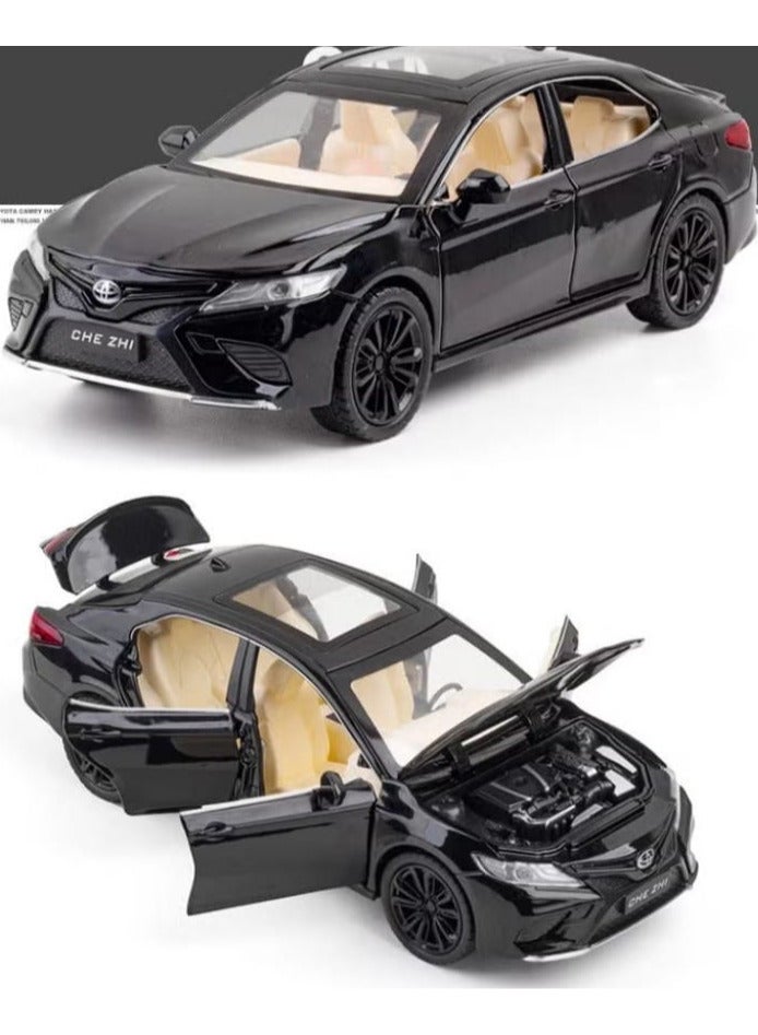 1:24 Scale Toyota Camry Model Car Toy, Zinc Alloy Pull Back Toy Car with Sound and Light for Kids and Adults (Black) - Image 1
