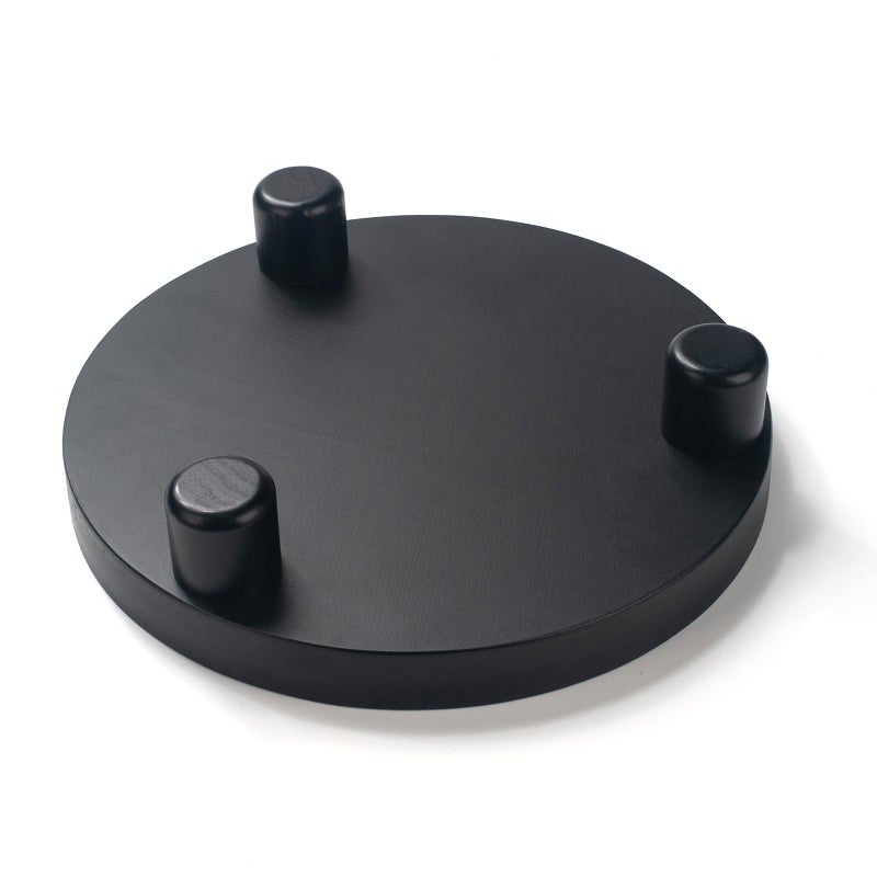 DEAMACE 2 Pcs Wood Riser for Display, Round Wooden Tray Decor, Farmhouse Pedestal Stand, Decorative Riser Tray for Kitchen or Bathroom Counter, Black - Image 2