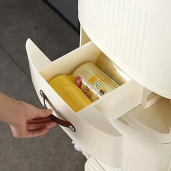 MAPPLE CREATION Bathroom Trash Can with Press Top Lid Dual Compartment Recycling Kitchen Step Trash Can Kitchen Trolley Dry and Wet Separation Trash Canfor BedroomBathroomOffice - Image 5