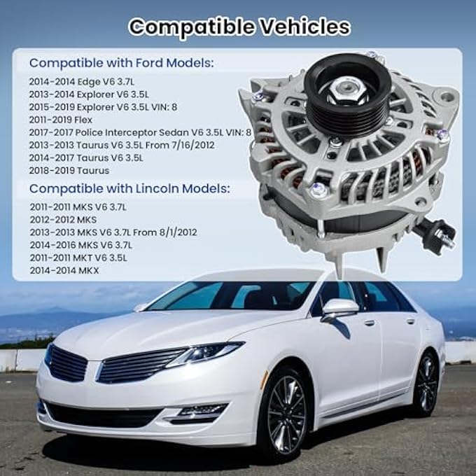 FuseRish A003TX1691 11688N New Alternator 175A Compatible with Explorer 13-19, Flex 11-19, Edge 2014, Taurus 13-19, Police Interceptor Sedan 2017 and Lincoln MKX 2011, MKS 11-16, MKT 2014, 3.5L/3.7L - Image 3