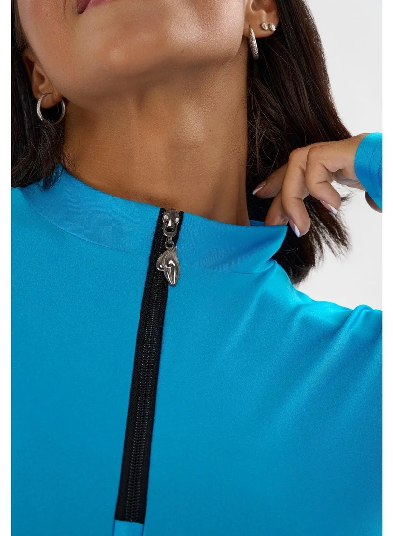 Bona Fide Juicy Sky Blue Juicy Sky Crop Long Sleeve Gym Top for Women for Women | Best Price UAE