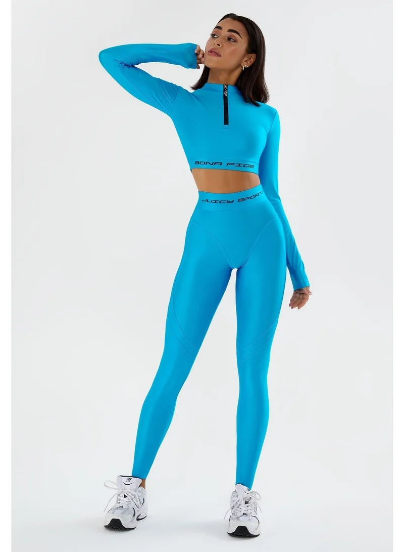 Bona Fide Juicy Sky Blue Juicy Sky Crop Long Sleeve Gym Top for Women for Women | Best Price UAE