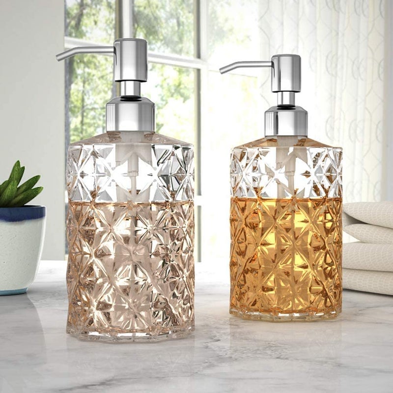 Luximal Soap Dispenser for Wash Basin Crystal Clear Glass 400ml Pack of 4 with ABS Pump - Image 2