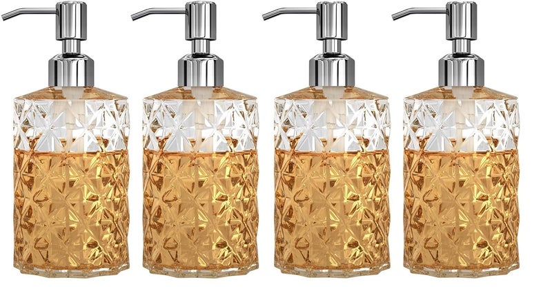 Luximal Soap Dispenser for Wash Basin Crystal Clear Glass 400ml Pack of 4 with ABS Pump - Image 1