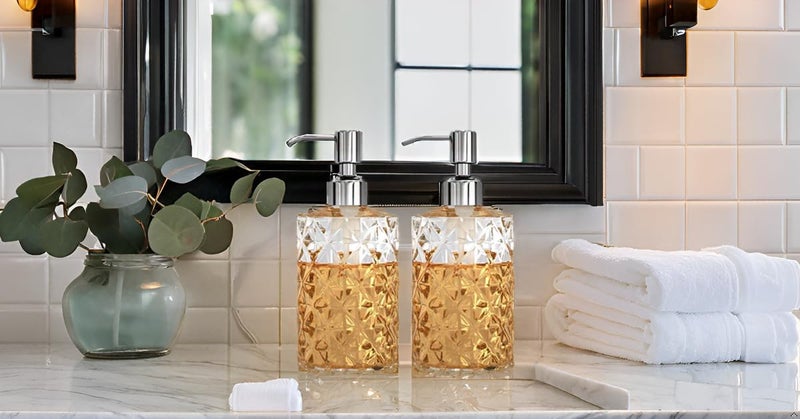 Luximal Soap Dispenser for Wash Basin Crystal Clear Glass 400ml Pack of 4 with ABS Pump - Image 4