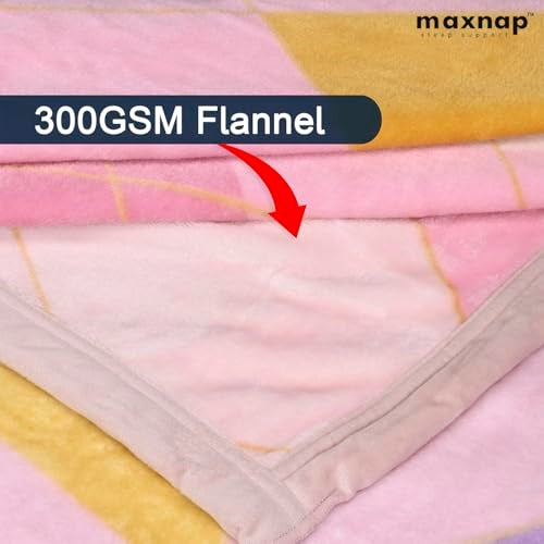 MAXNAP Cloudrest - Pink Triangle Pattern All-Weather AC Blanket for Double Bed – 300 GSM Ultra Soft, Lightweight & Breathable – 220x240 cm, Ideal for Year-Round Use - Image 3