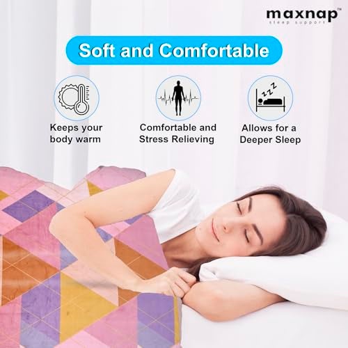 MAXNAP Cloudrest - Pink Triangle Pattern All-Weather AC Blanket for Double Bed – 300 GSM Ultra Soft, Lightweight & Breathable – 220x240 cm, Ideal for Year-Round Use - Image 5
