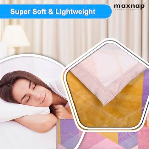 MAXNAP Cloudrest - Pink Triangle Pattern All-Weather AC Blanket for Double Bed – 300 GSM Ultra Soft, Lightweight & Breathable – 220x240 cm, Ideal for Year-Round Use - Image 4
