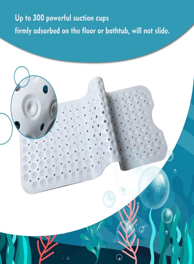 MOLFUJ Shower Mat, Octopus Non Slip Bathtub Mats for Bathroom, 40 X 16 inch Long Bath Tub Mat with Anti Slip Suction Cups and Drain Holes - Blue - Image 3