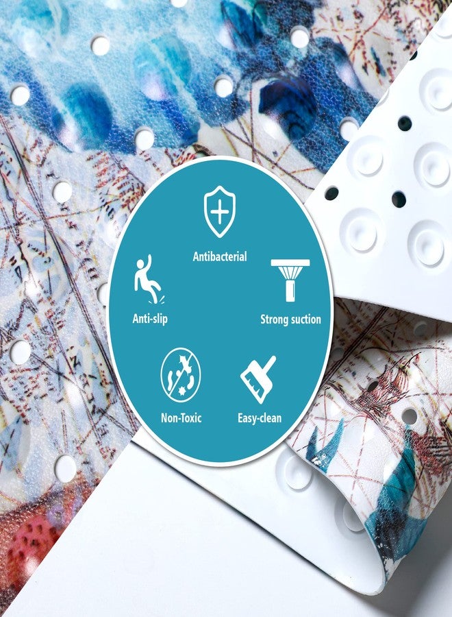 MOLFUJ Shower Mat, Octopus Non Slip Bathtub Mats for Bathroom, 40 X 16 inch Long Bath Tub Mat with Anti Slip Suction Cups and Drain Holes - Blue - Image 5