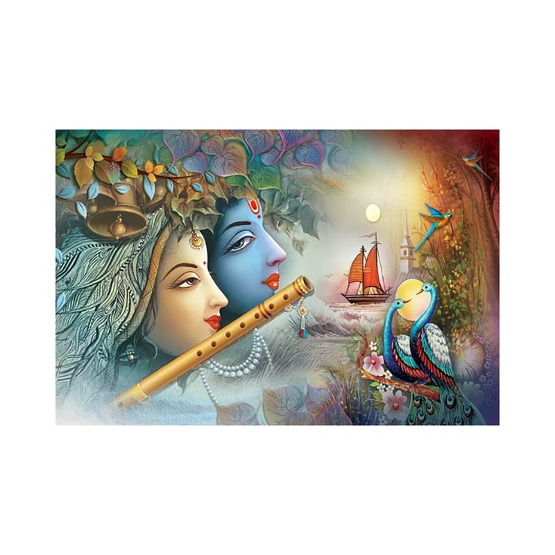 Dharvika Innovations Dharvika Innovations Radha Krishna Poster Sparkle Coated Self Adhesive Waterproof Vinyl Print Without Frame 24 x 36 inch 1864 Design 10